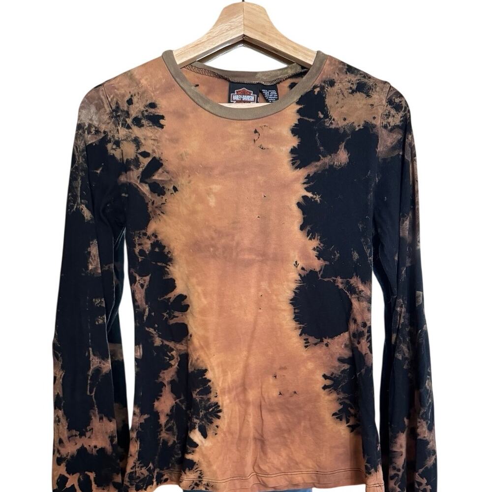 Vintage Women's Long Sleeve Tye Dye Harley Davidson Shirt Size: Small